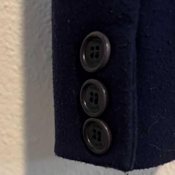Tory Burch EUC Stretch Knit Navy Blue Blazer 3 Button Front Size Extra Small - Picture 6 of 8